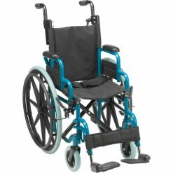 Drive Medical WB1400-2GJB Wallaby Pediatric Folding Wheelchair, 14" Seat, Jet Fighter Blue -Wheelchairs & Physical Aids shop DML WB1400 2GJB