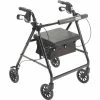 Drive Medical Aluminum Rollator with 6" Casters, Fold Up and Removable Back Support, Padded Seat, Black