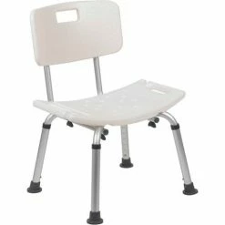 Flash Furniture Hercules Series Adjustable Height Bath Chair with Back, White -Wheelchairs & Physical Aids shop FHF DC HY3500L WH GG