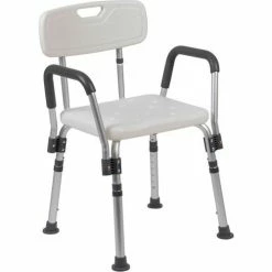 Flash Furniture Hercules Series Adjustable Height Bath Chair with Quick Release Back & Arms, White 27 Flash Furniture Hercules Series Adjustable Height Bath Chair with Quick Release Back & Arms, White -Wheelchairs & Physical Aids shop FHF DC HY3523L WH GG