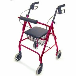 DMI Freedom Lightweight Folding Aluminum Rollator Walker, Burgundy