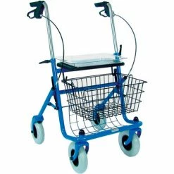 DMI Classic Steel Rollator Walker with Padded Seat, Blue