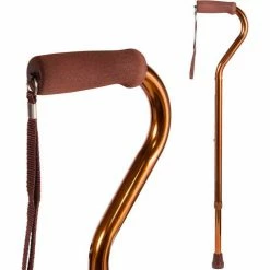 DMI Deluxe Lightweight Adjustable Walking Cane w/Soft Foam Offset Hand Grip, Slip Resistance, Bronze