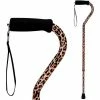 DMI Adjustable Designer Cane with Offset Handle and Strap, Leopard