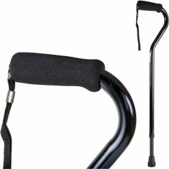 DMI Deluxe Lightweight Adjustable Walking Cane with Soft Foam Offset Hand Grip, Black