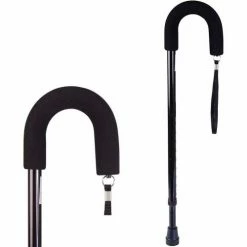 DMI Deluxe Adjustable Cane with Comfort Grip Handle and Strap, Black