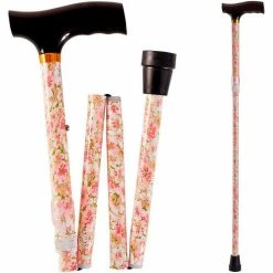 DMI Duro-Med Designer Folding Walking Cane, Adjustable with Wood Handle