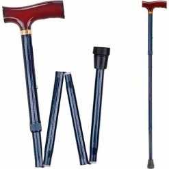DMI Duro-Med Designer Folding Walking Cane, Adjustable Walking Cane, Blue Ice