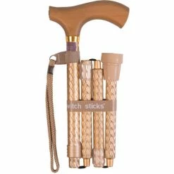 Switch Sticks Adjustable Folding Walking Cane and Walking Stick, 32 to 37 inches,Engraved Pearl Gold