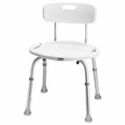 Carex® Adjustable Bath & Shower Seat with Back, 300 lbs. Capacity, White