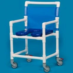 Innovative Products Unlimited IPU® VLOF9200OS Oversize Open Front Soft Seat Shower Chair, 400 lbs. Capacity, Blue