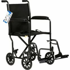 Dynarex DynaRide™ Transport Wheelchair, Swing Away Foot Rest & Fixed Full Arm, 17"W Seat